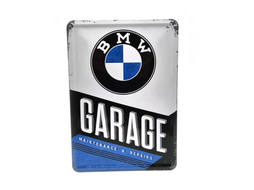 Placă metalică retro garaj BMW (10x14cm)