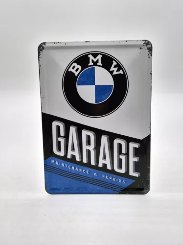 Placă metalică retro garaj BMW (10x14cm)
