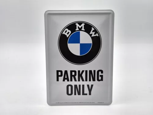 Parcare BMW doar placă metalică carte poștală metalică (10x14cm)