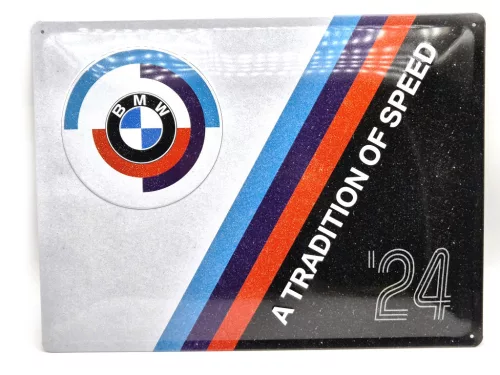 BMW "O tradiție a vitezei" placă metalică (40x30cm)