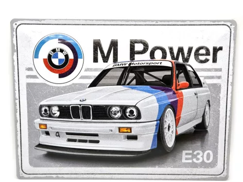 BMW E30 M3 M power - placă metalică (40x30cm)