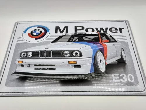 BMW E30 M3 M power - placă metalică (40x30cm)