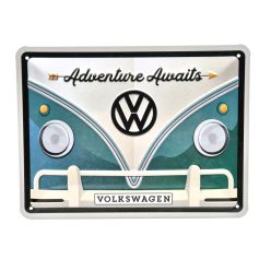   Volkswagen VW T1 Transporter - Aventura te așteaptă - placă metalică (20x15cm)