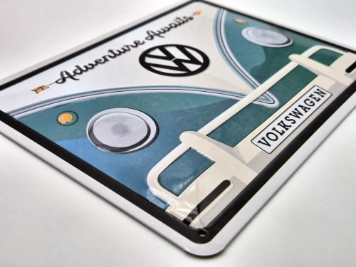 Volkswagen VW T1 Transporter - Aventura te așteaptă - placă metalică (20x15cm)