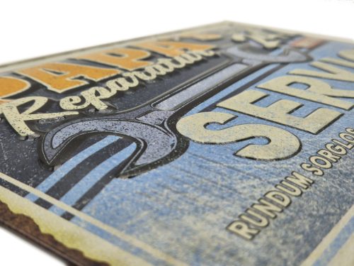 Papa's reparatur service – plăcuță metalică / tablou metalic (30x20cm) 