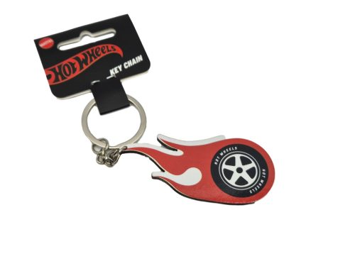 Hot Wheels – breloc cu jantă cu flacără roșie