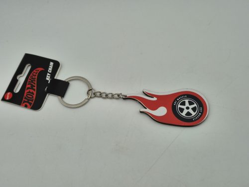 Hot Wheels – breloc cu jantă cu flacără roșie