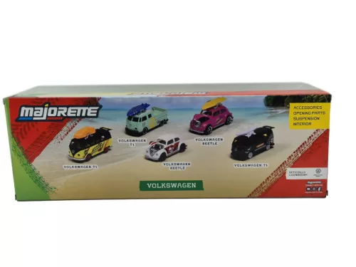 Set de 5 bucăți Volkswagen VW Transporter Beetle - Majorette - 1:64