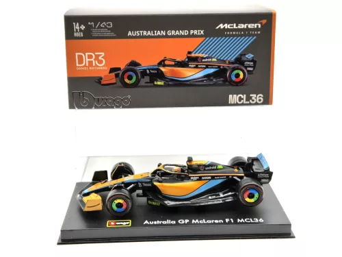 McLaren F1 MCL36 #3 (2022) GP-ul Australiei - Daniel Ricciardo - CU PILOT - Bburago - 1:43