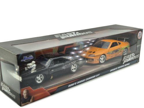 Fast&Furious / Set de mașini Furios și iute 2 - Brian Toyota Supra și Dom Dodge Charger - Jada - 1:32