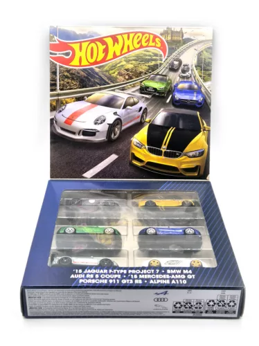 Set de 6 mașini Hot Wheels - Jaguar F-Type Project 7 / BMW M4 / Audi RS 5 Coupe / Mercedes AMG GT / Porsche 911 GT3 RS / Alpine A110 - Hotwheels - 1:64