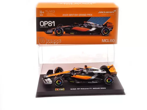 McLaren MCL60 F1 #81 (2023) - GP-ul Marii Britanii 4 - Oscar Piastri - CU PILOT - BBurago - 1:43