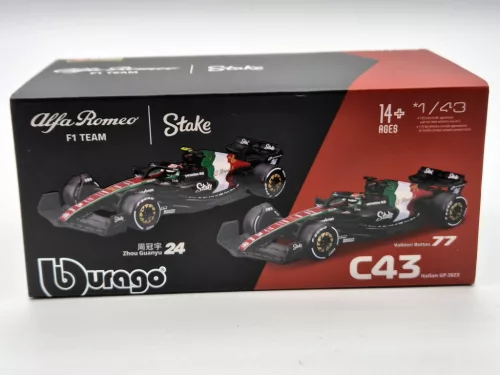 Alfa Romeo C43 F1 #77 (2023) - Monza Italia GP - Valtteri Bottas - CU PILOT - Bburago - 1:43