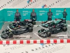 Set Mercedes GP F1 - 2023 W14 Lewis Hamilton - 2023 W14 George Russell - 2022 W13 Lewis Hamilton - 2021 W12 Lewis Hamilton - Bburago - 1:43
