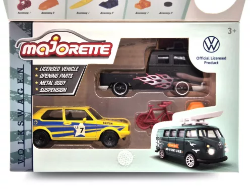 Set Volkswagen VW - VW Golf 1 MK1 - VW T1 transporter - Majorette - 1:64