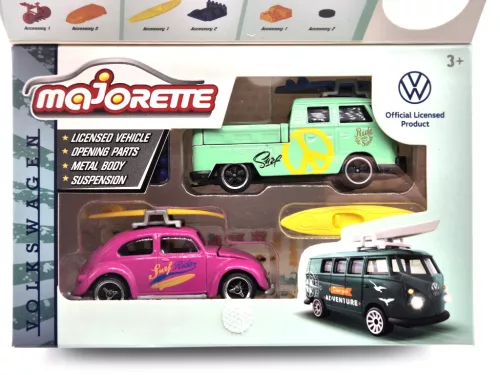 Set Volkswagen VW - VW Beetle   - VW T1 transportor - Majorette - 1:64