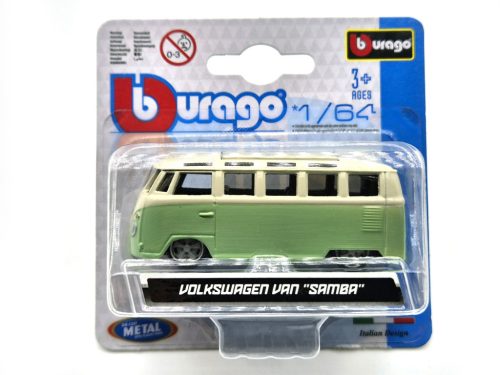 Volkswagen VW T1 transporter Samba Minibus - verde - Burago - 1:64