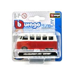   Volkswagen VW T1 transporter Samba Minibus - roșu - Burago - 1:64