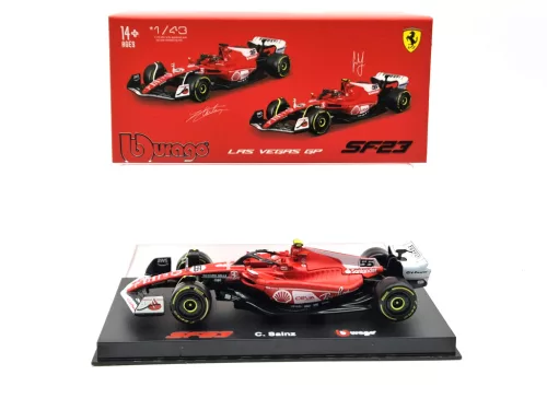 Ferrari SF-23 Echipa Scuderia F1 #55 (2023) - Las Vegas - Carlos Sainz - CU PILOT - Bburago - 1:43