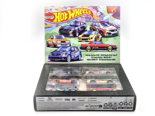 Hot Wheels Temă Japonia - set de 6 bucăți în cutie de cadou - Custom Datsun 240Z - 2018 Honda Civic Type R - 1970 Toyota Celica - Mazda RX-7 - Subaru WRX STi0 - 1982 Nissan Skyline R30 - Hot Wheels - 1:64