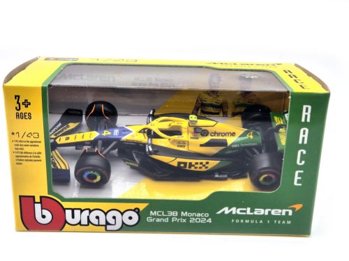 McLaren MCL38 F1 #4 (2024) - GP Monaco (30 de ani de la Senna) - Lando Norris - Bburago - 1:43