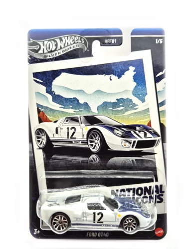 Hot Wheels Ford GT40 - Silver Series 1/5 - cu card lung - Hot Wheels - 1:64