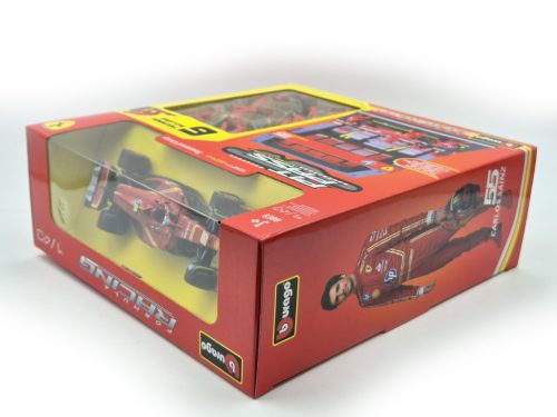 Ferrari Pit Stop - dioramă box - SF-24 F1 #55 (2024) - Carlos Sainz - cu mecanici - Bburago - 1:43