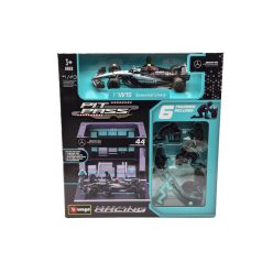   Mercedes Pit Stop - dioramă box - W14 EQ Performance F1 #44 (2023) - Lewis Hamilton - cu mecanici - Bburago - 1:43