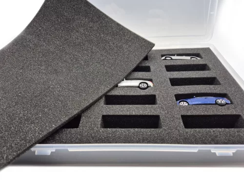 Matchbox / Hot Wheels cutie de depozitare cu burete, compartimentată – pentru mașinuțe 1:64