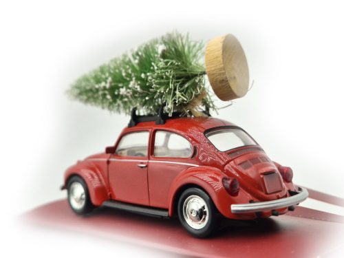 Volkswagen VW Beetle (Broscuță) – cu brad – ediție de Crăciun în cutie decorativă – Norev – 1:43