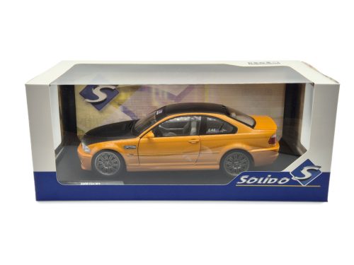 BMW E46 M3 Coupé (2000) – portocaliu / negru – Solido – 1:18 1/18 model auto