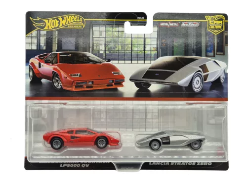 Hot Wheels Premium - Duo Pack - Lamborghini Countach LP5000 QV - Lancia Stratos Zero - Hot Wheels - 1:64