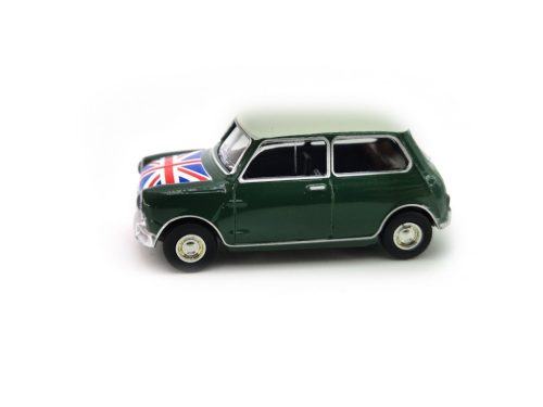 Mini Cooper S (1964) - verde migdală, decor steag - Norev - 1:54 model auto 