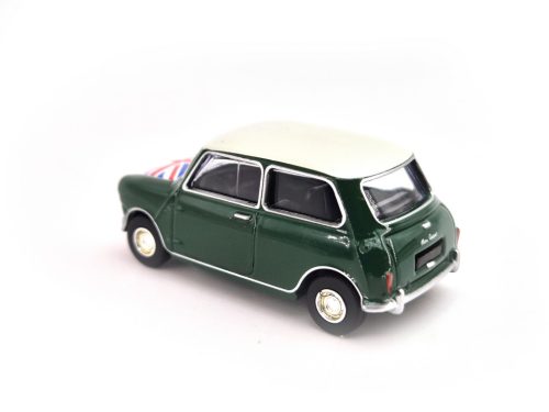 Mini Cooper S (1964) - verde migdală, decor steag - Norev - 1:54 model auto 