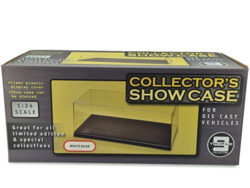 Vitrină / display pentru model auto 1:24 (27 × 12,5 × 11 cm) - Triple9 - bază albă